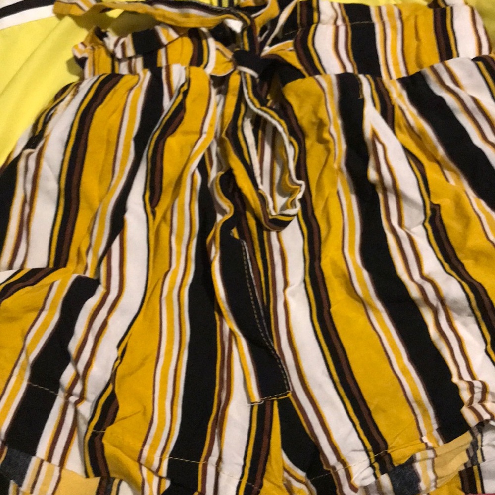 yellow black shorts